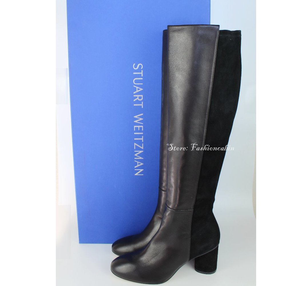 NEW Stuart Weitzman Eloise75 Knee High Leaher Boot, Black, US 8